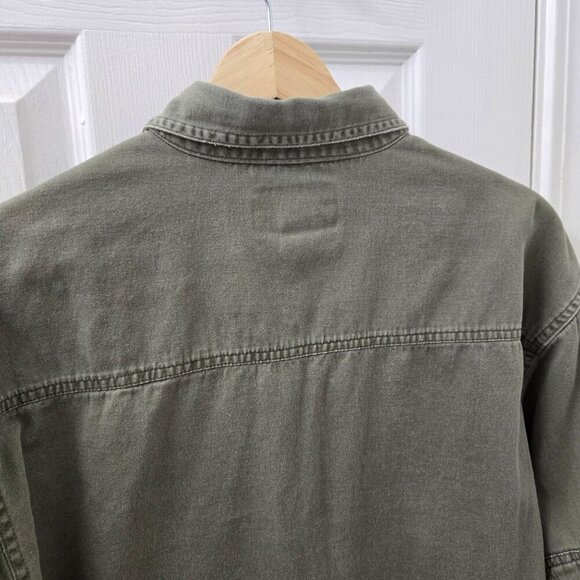 Magellan Button up shirt Quilted Mens Medium Olive Green Hunting Outdoor Cotton - Picture 4 of 9